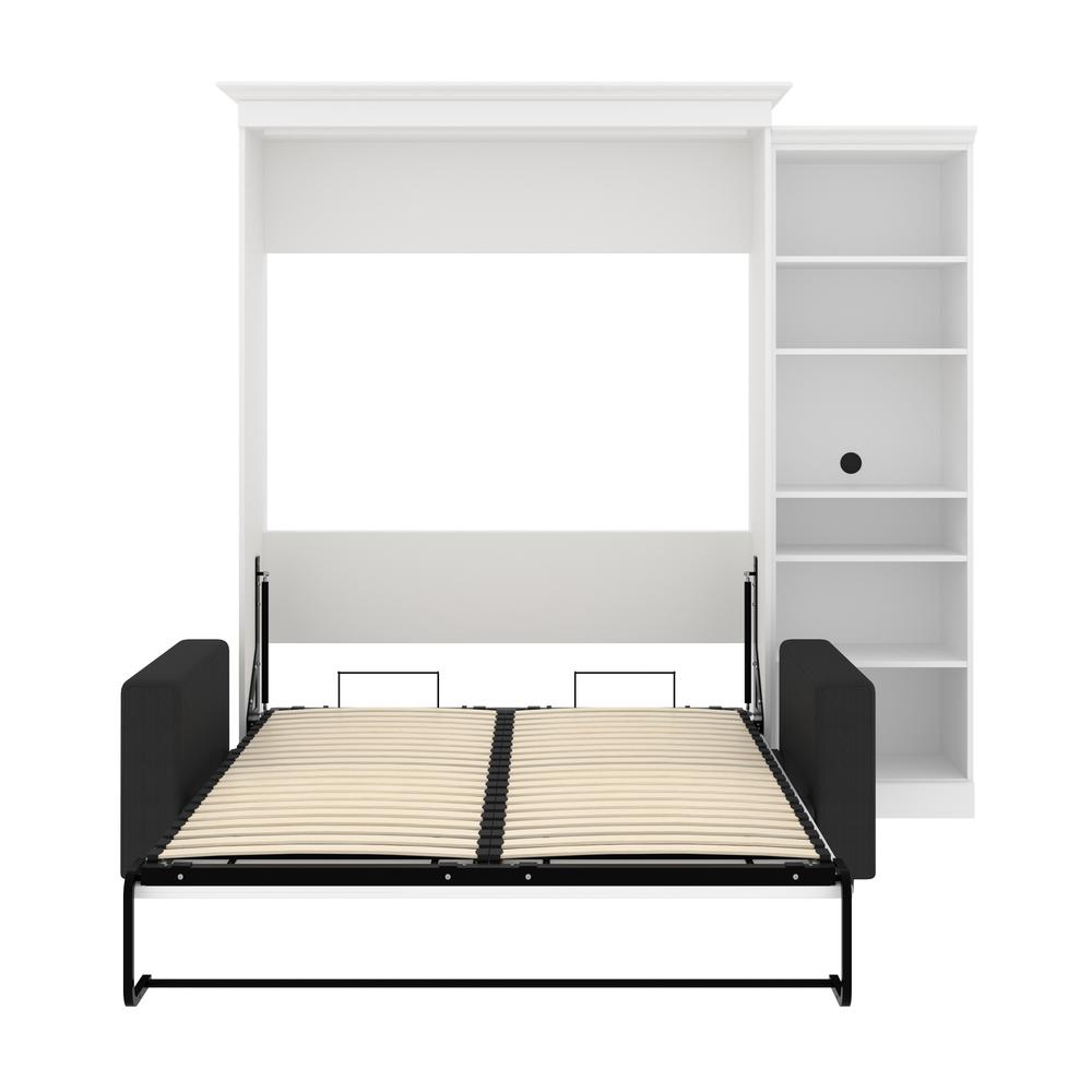 Versatile Queen Murphy Bed with Sofa and Closet Organizer (97W) in White. Picture 7