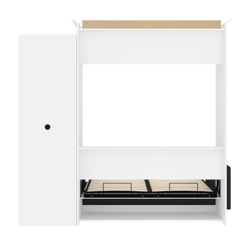 Versatile Queen Murphy Bed with Sofa and Closet Organizer (97W) in White. Picture 9