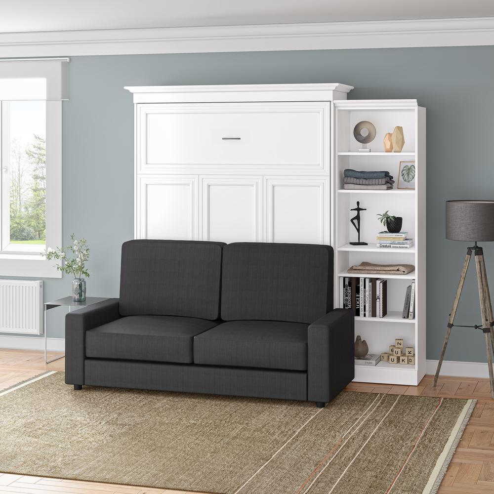 Versatile Queen Murphy Bed with Sofa and Closet Organizer (97W) in White. Picture 27