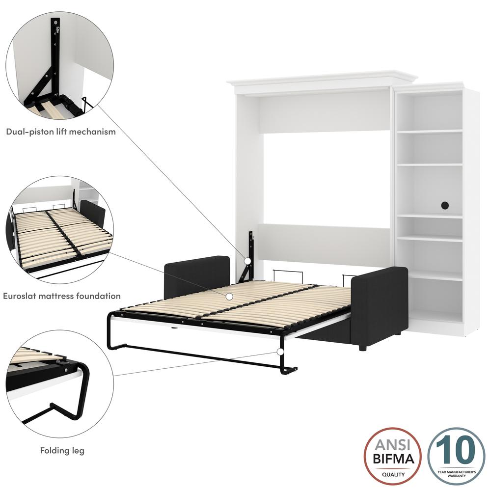 Versatile Queen Murphy Bed with Sofa and Closet Organizer (97W) in White. Picture 12