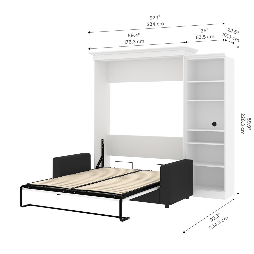 Versatile Queen Murphy Bed with Sofa and Closet Organizer (97W) in White. Picture 17