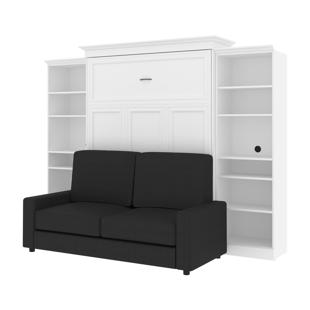 Versatile Queen Murphy Bed with Sofa and Closet Organizers (115W) in White. Picture 2
