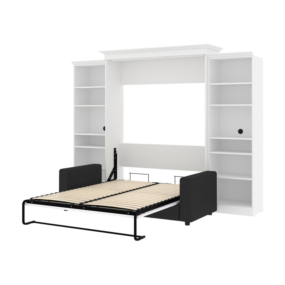 Versatile Queen Murphy Bed with Sofa and Closet Organizers (115W) in White. Picture 5