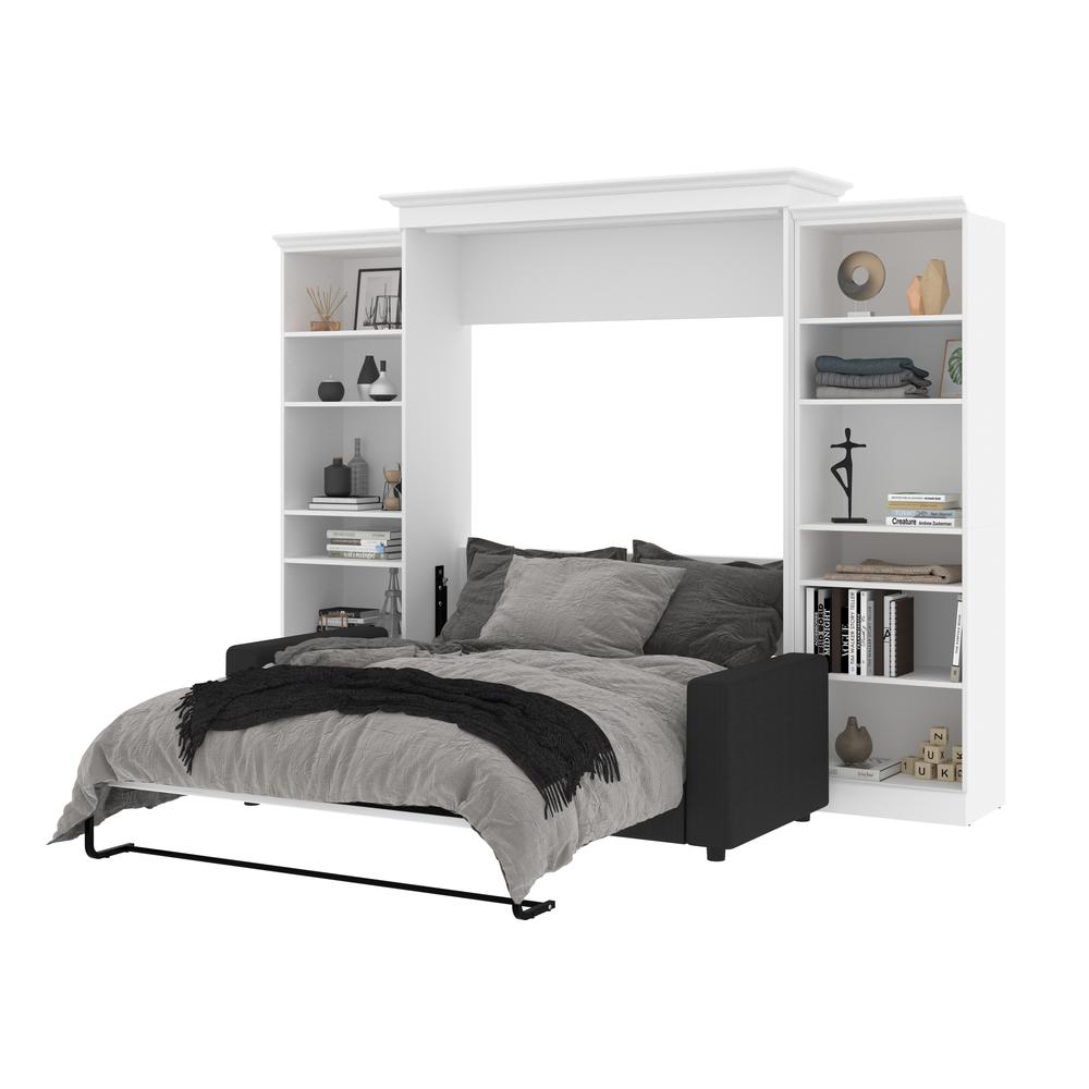 Versatile Queen Murphy Bed with Sofa and Closet Organizers (115W) in White. Picture 6