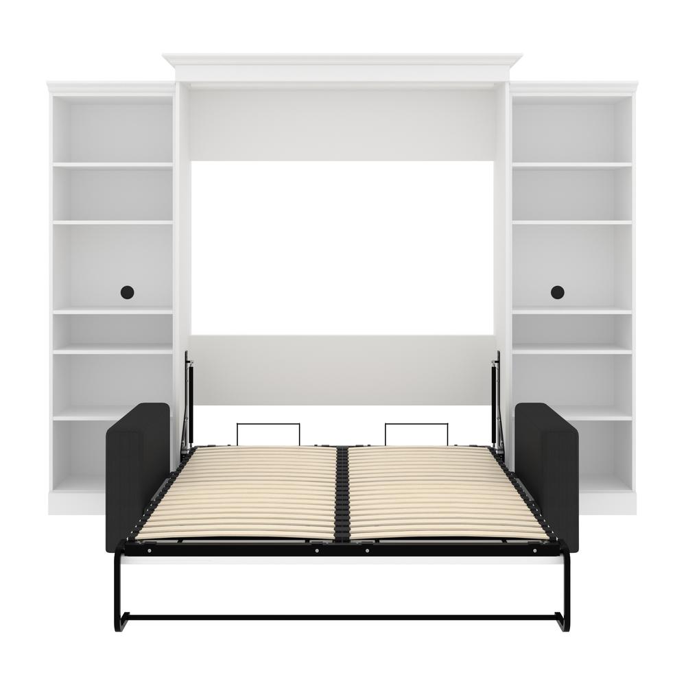 Versatile Queen Murphy Bed with Sofa and Closet Organizers (115W) in White. Picture 7