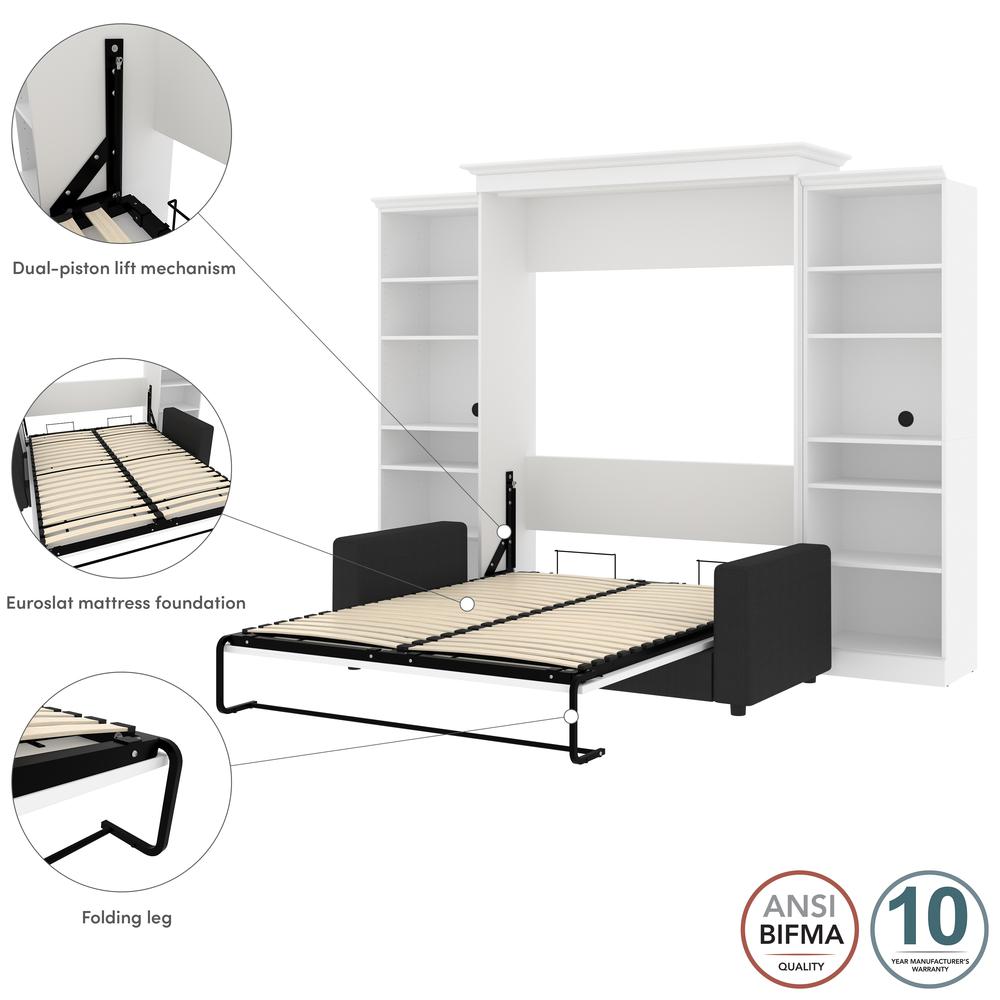 Versatile Queen Murphy Bed with Sofa and Closet Organizers (115W) in White. Picture 11