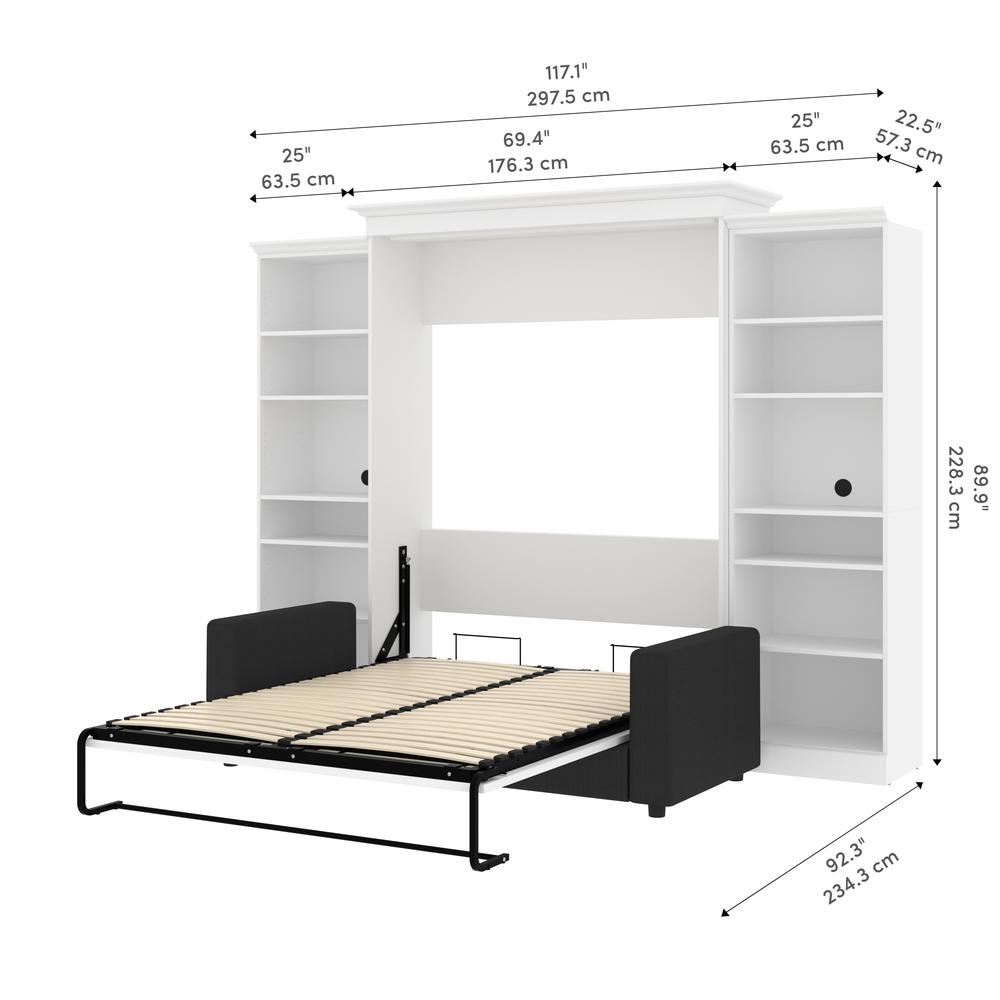Versatile Queen Murphy Bed with Sofa and Closet Organizers (115W) in White. Picture 15