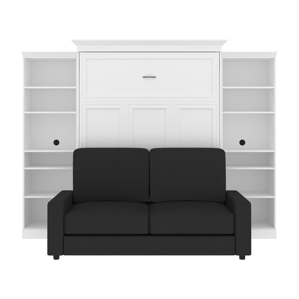 Versatile Queen Murphy Bed with Sofa and Closet Organizers (115W) in White. Picture 1