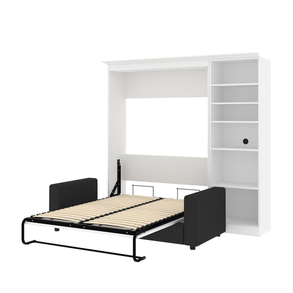 Versatile Full Murphy Bed with Sofa and Closet Organizer (91W) in White. Picture 6