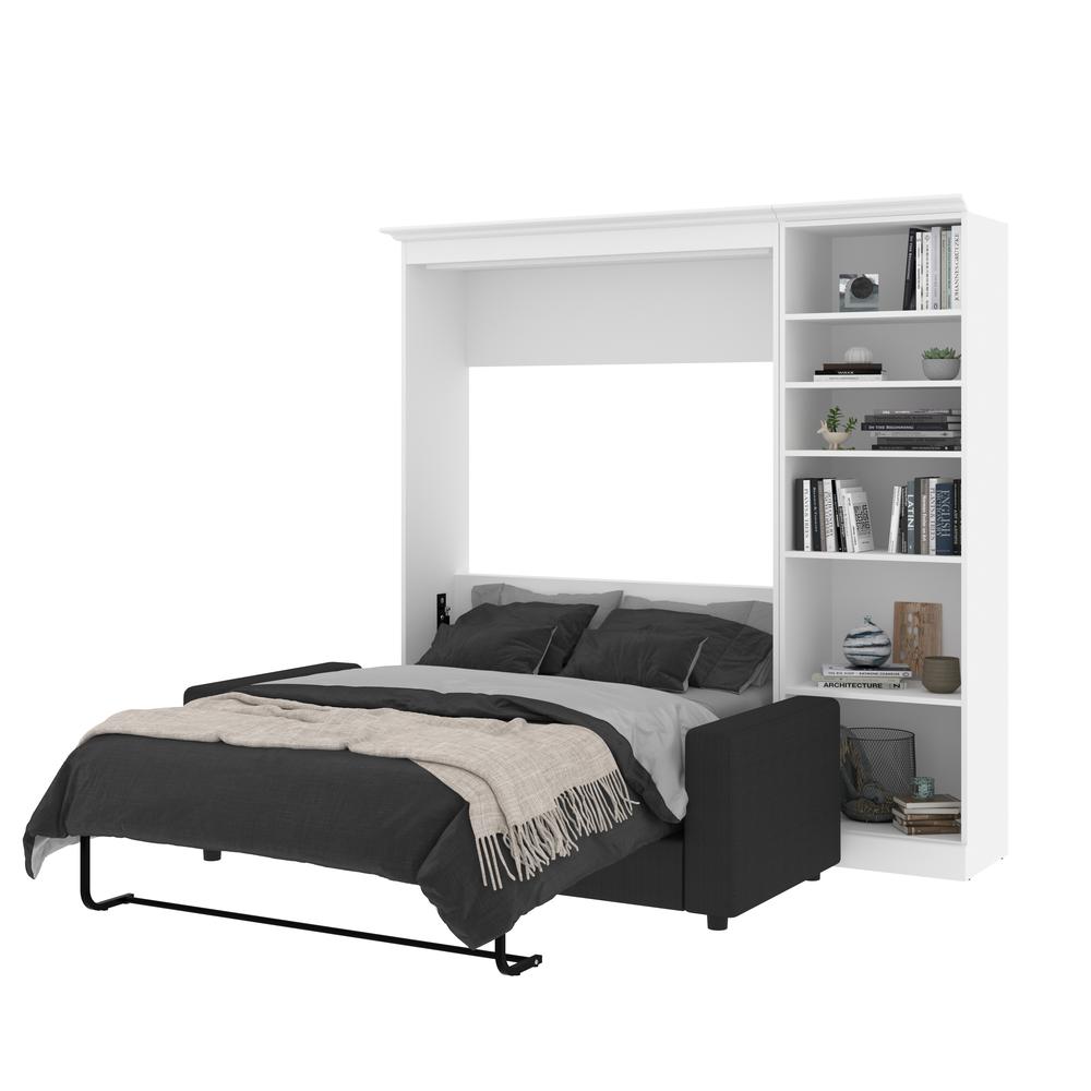 Versatile Full Murphy Bed with Sofa and Closet Organizer (91W) in White. Picture 8