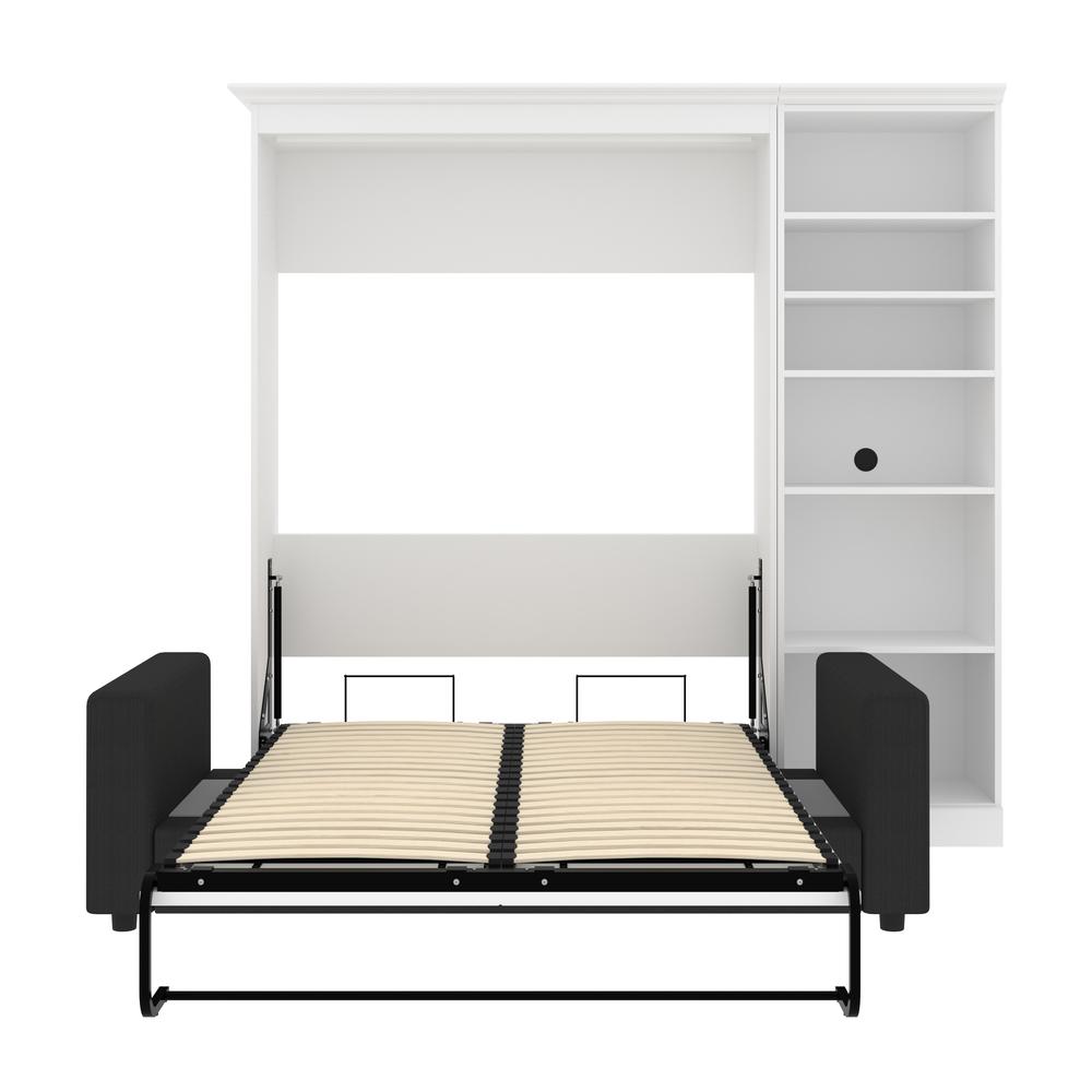 Versatile Full Murphy Bed with Sofa and Closet Organizer (91W) in White. Picture 7