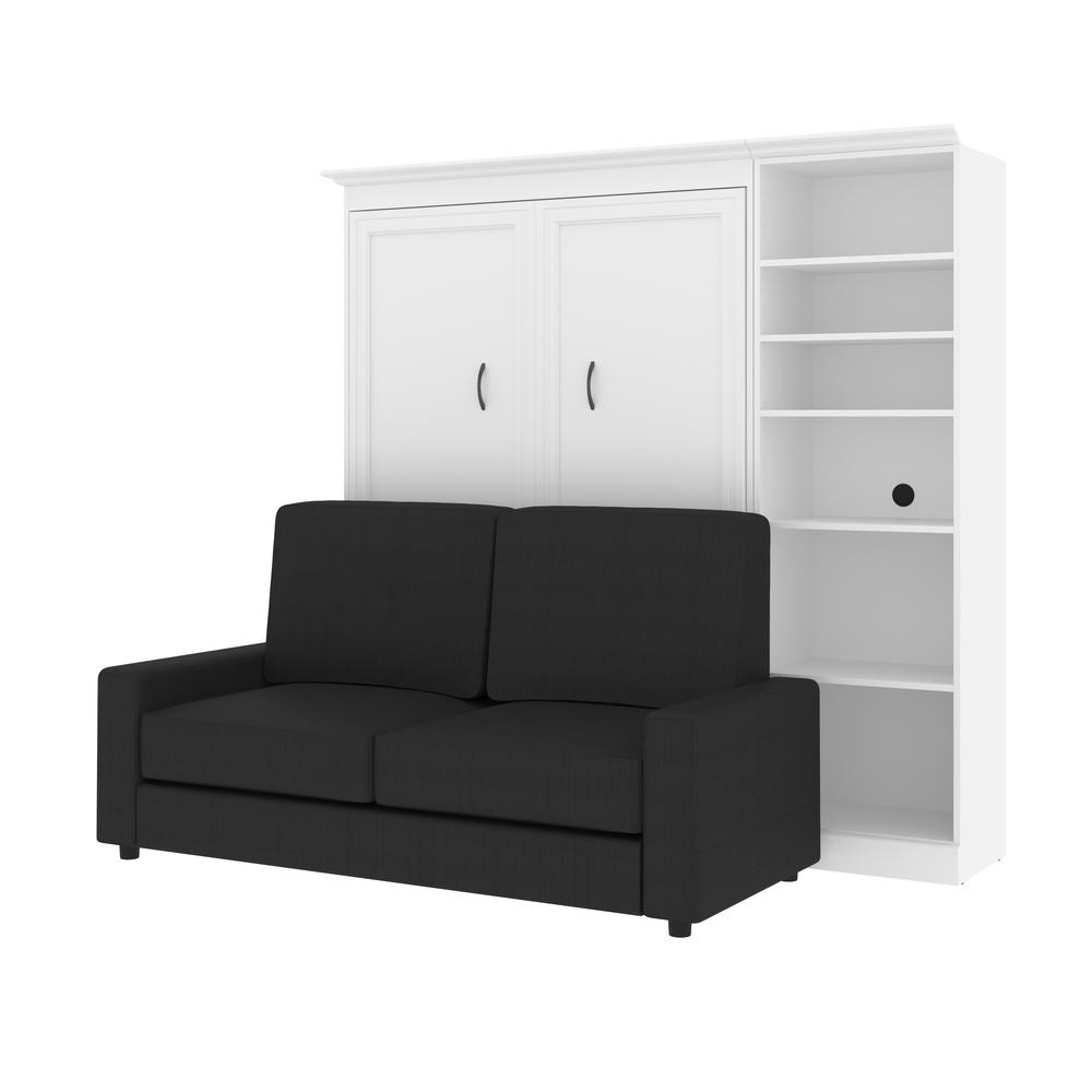 Versatile Full Murphy Bed with Sofa and Closet Organizer (91W) in White. Picture 2