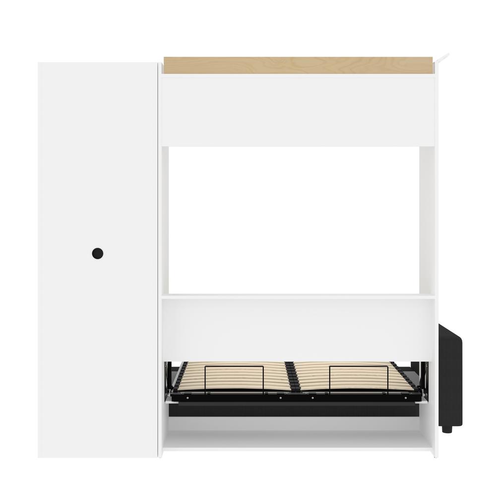 Versatile Full Murphy Bed with Sofa and Closet Organizer (91W) in White. Picture 10