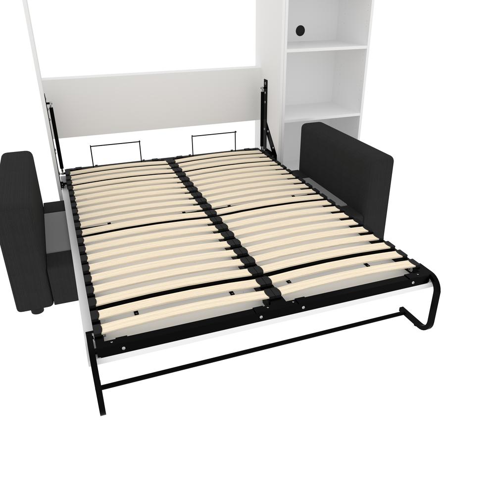 Versatile Full Murphy Bed with Sofa and Closet Organizer (91W) in White. Picture 19