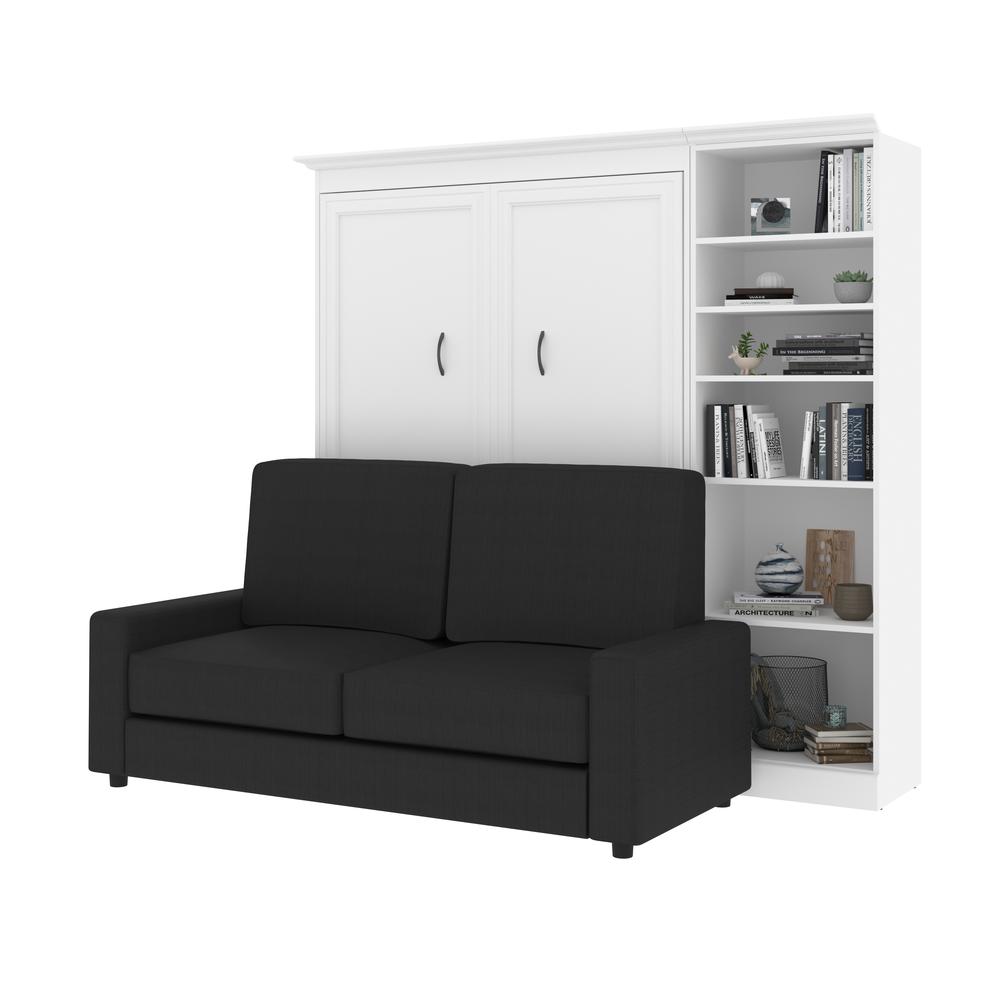 Versatile Full Murphy Bed with Sofa and Closet Organizer (91W) in White. Picture 3