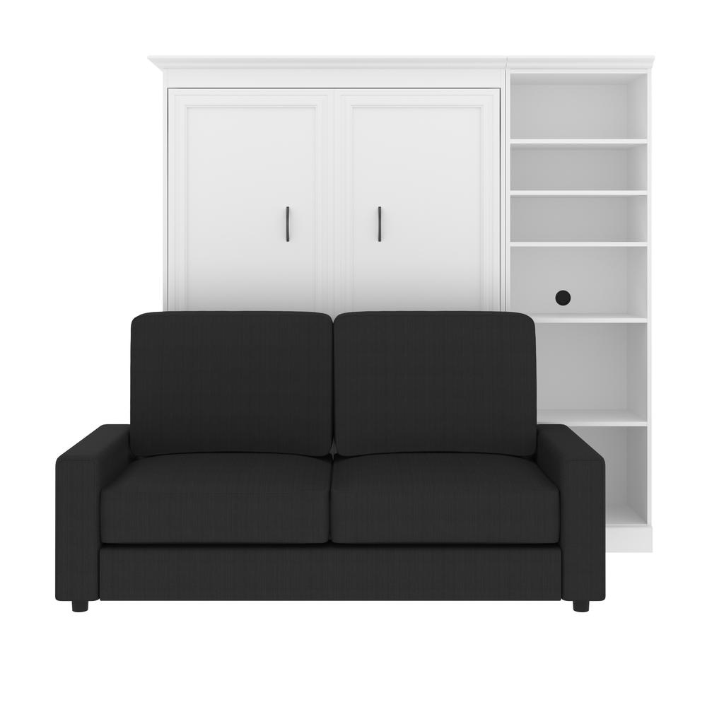 Versatile Full Murphy Bed with Sofa and Closet Organizer (91W) in White. Picture 1