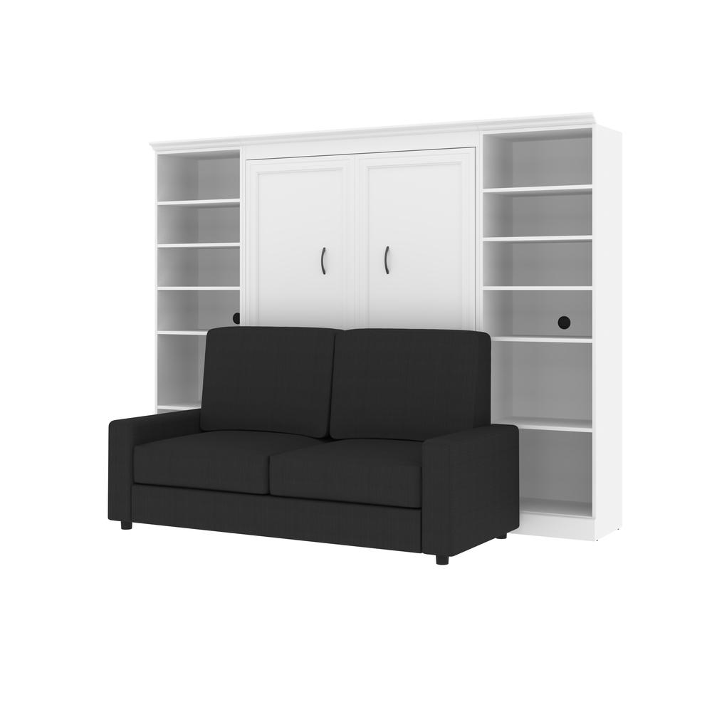 Versatile Full Murphy Bed with Sofa and Closet Organizers (109W) in White. Picture 2