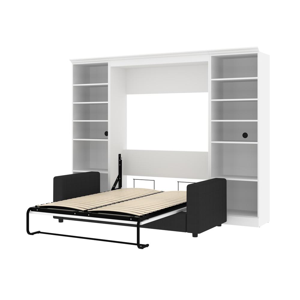 Versatile Full Murphy Bed with Sofa and Closet Organizers (109W) in White. Picture 4