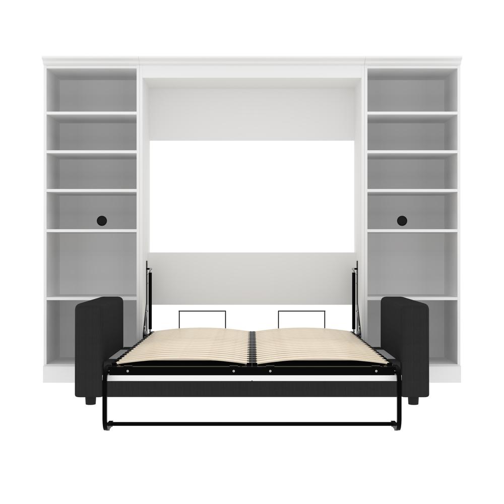 Versatile Full Murphy Bed with Sofa and Closet Organizers (109W) in White. Picture 10