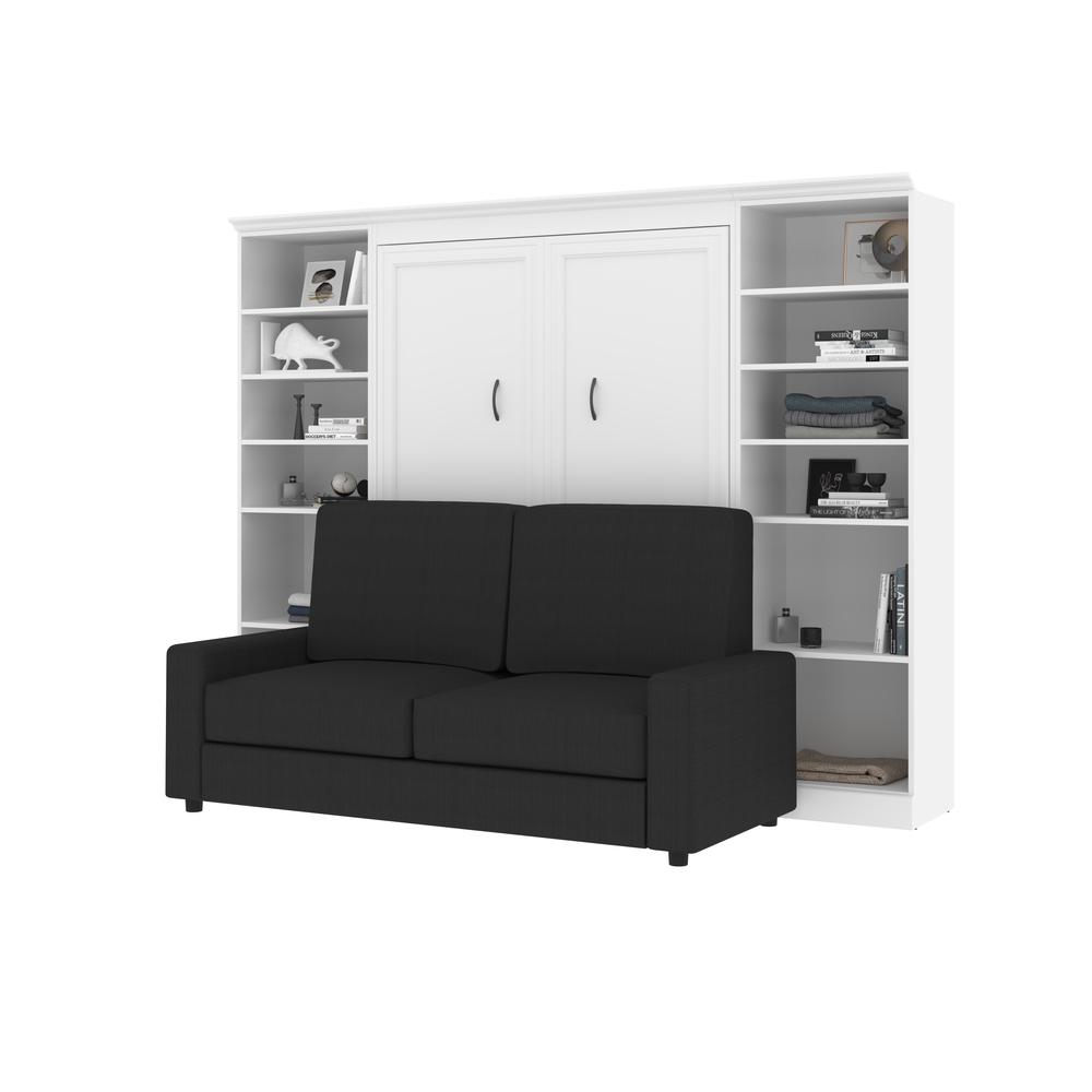 Versatile Full Murphy Bed with Sofa and Closet Organizers (109W) in White. Picture 12