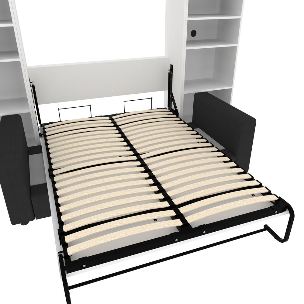 Versatile Full Murphy Bed with Sofa and Closet Organizers (109W) in White. Picture 19