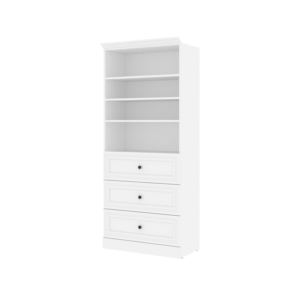 Versatile 36W Closet Organizer with Drawers in White. Picture 2