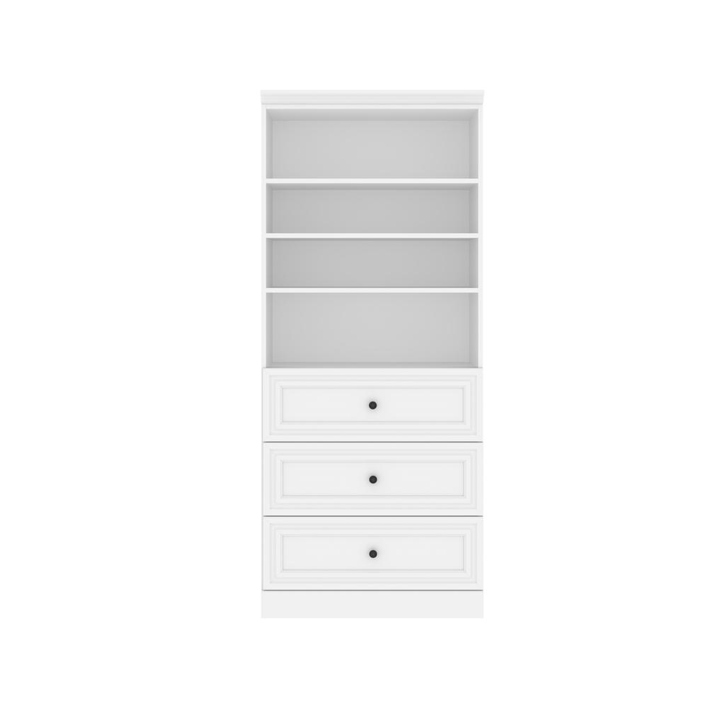 Versatile 36W Closet Organizer with Drawers in White. Picture 1