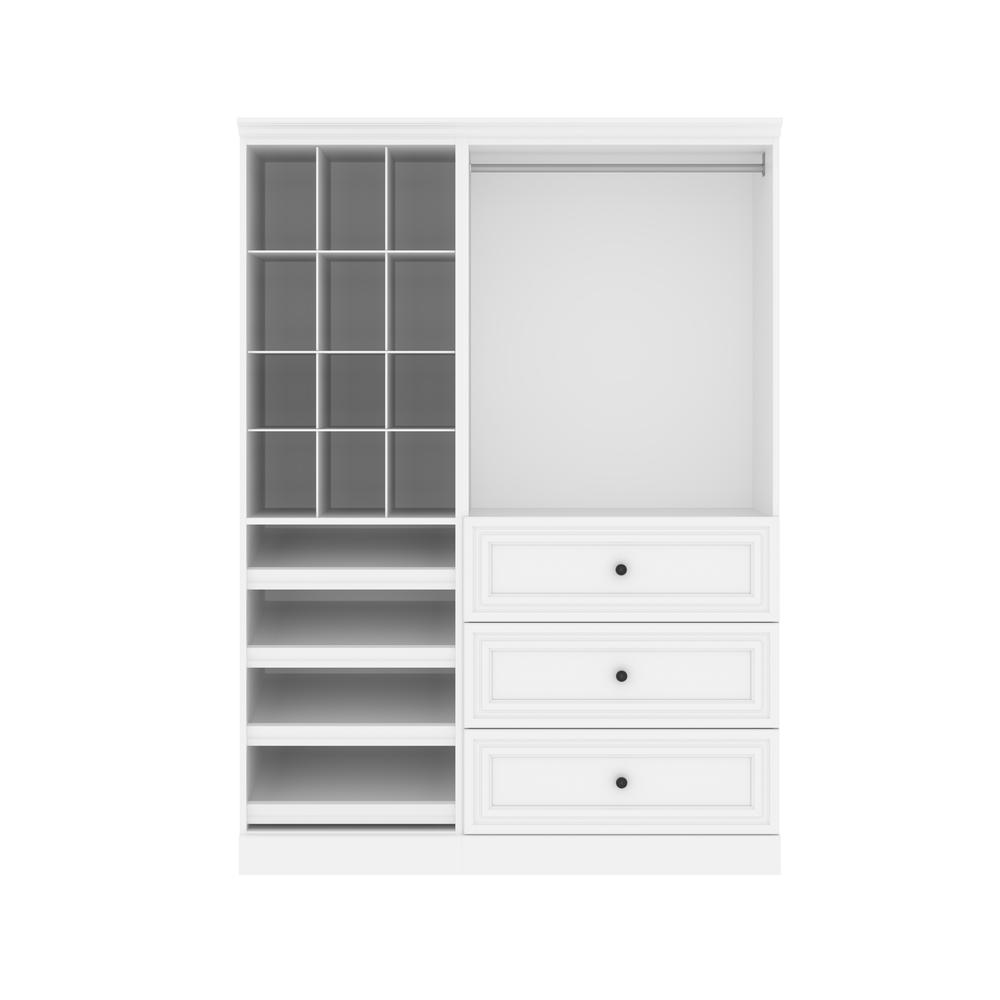 Versatile 61W Closet Organizer System with Drawers in White. Picture 1