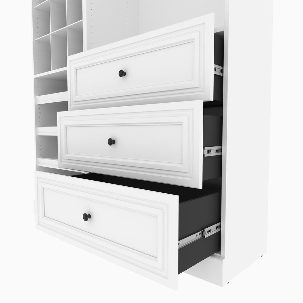 Versatile 61W Closet Organizer System with Drawers in White. Picture 7