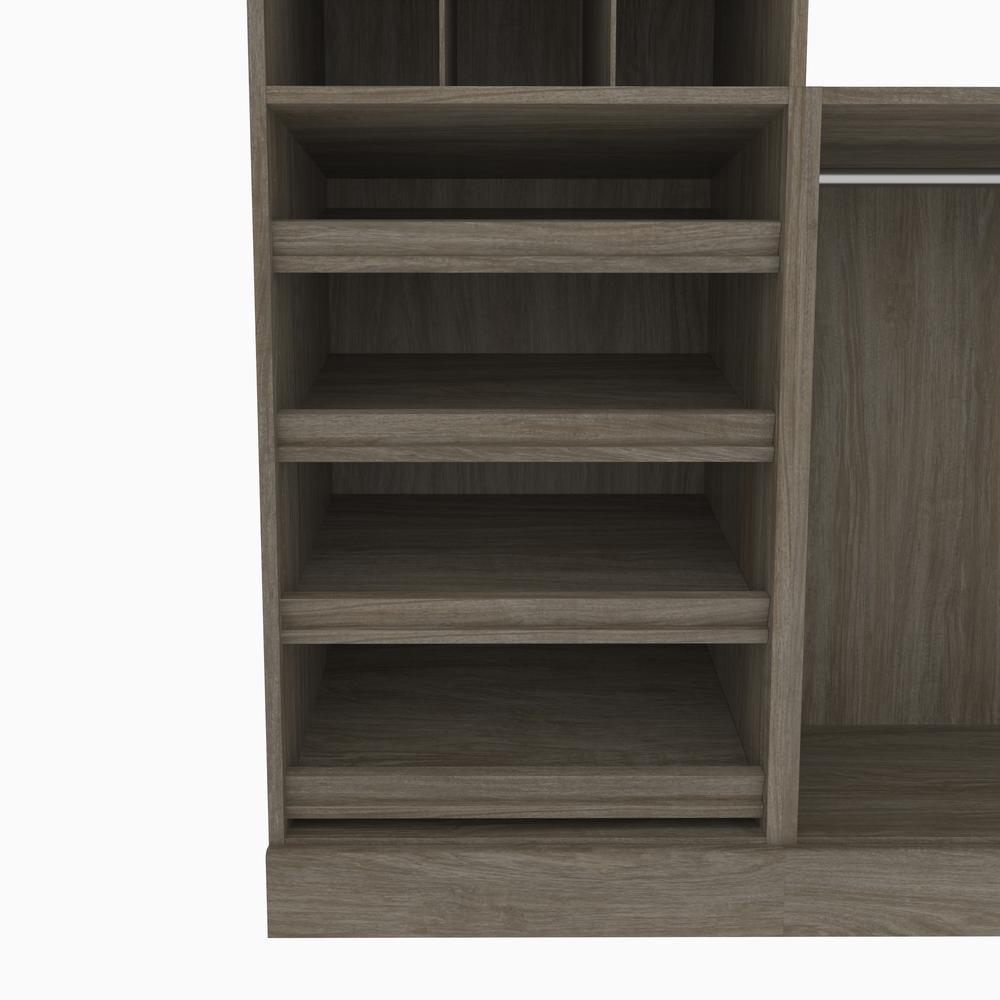 Versatile 86W Closet Organization System with Drawers in Walnut Gray. Picture 4