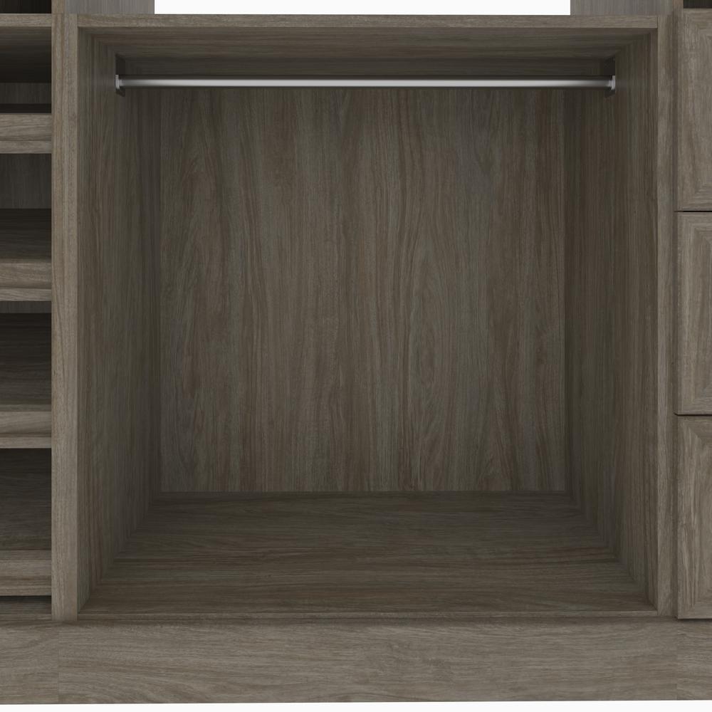 Versatile 86W Closet Organization System with Drawers in Walnut Gray. Picture 6