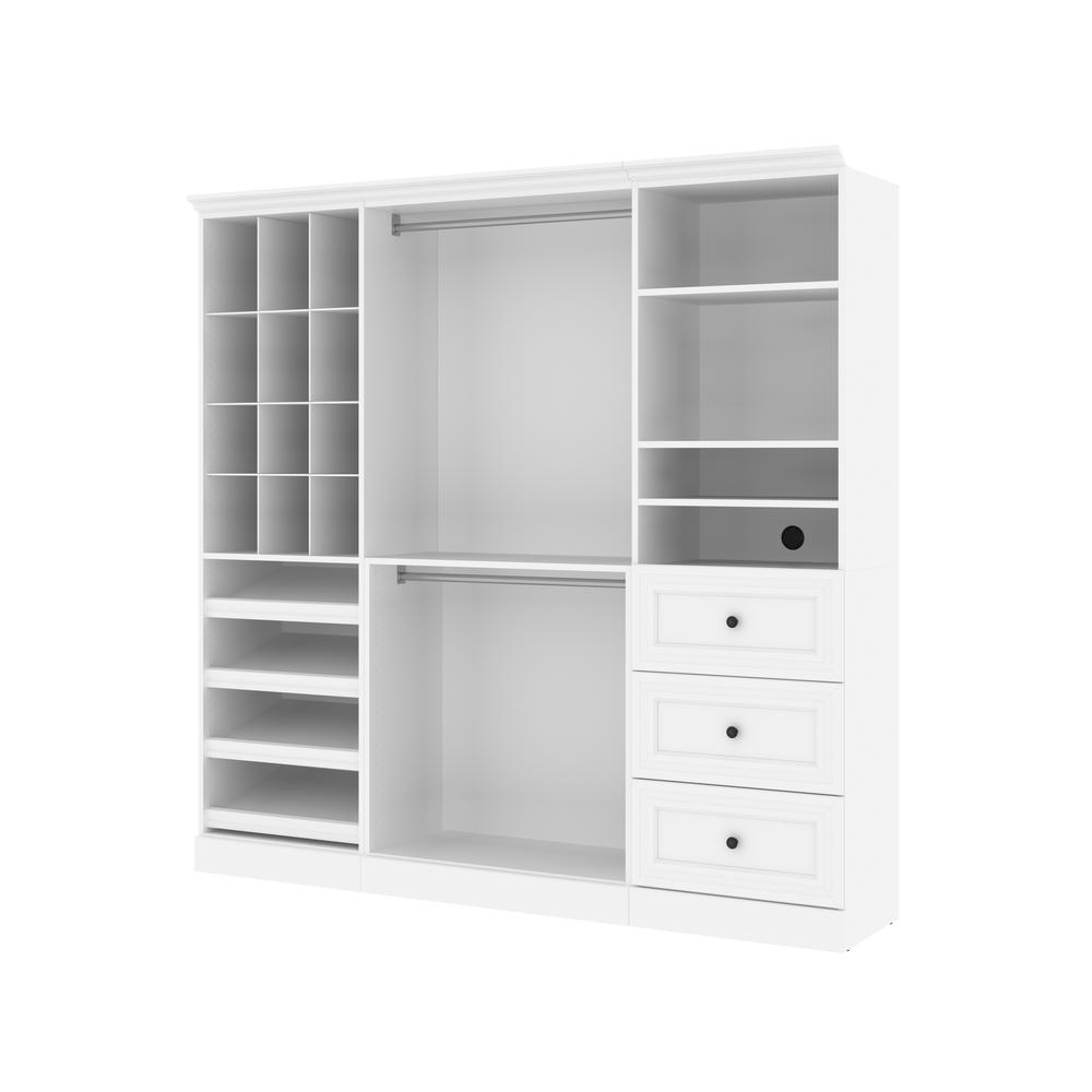 Versatile 86W Closet Organization System with Drawers in White. Picture 1