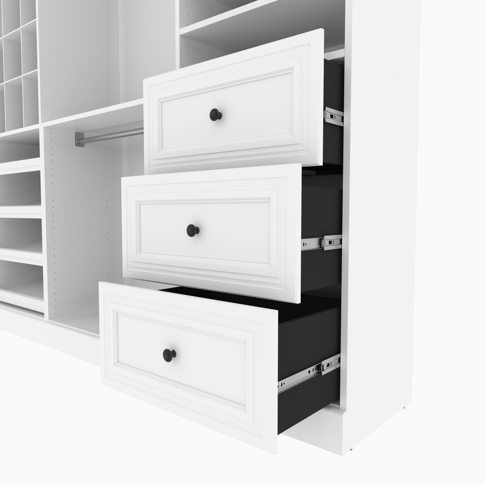 Versatile 86W Closet Organization System with Drawers in White. Picture 5