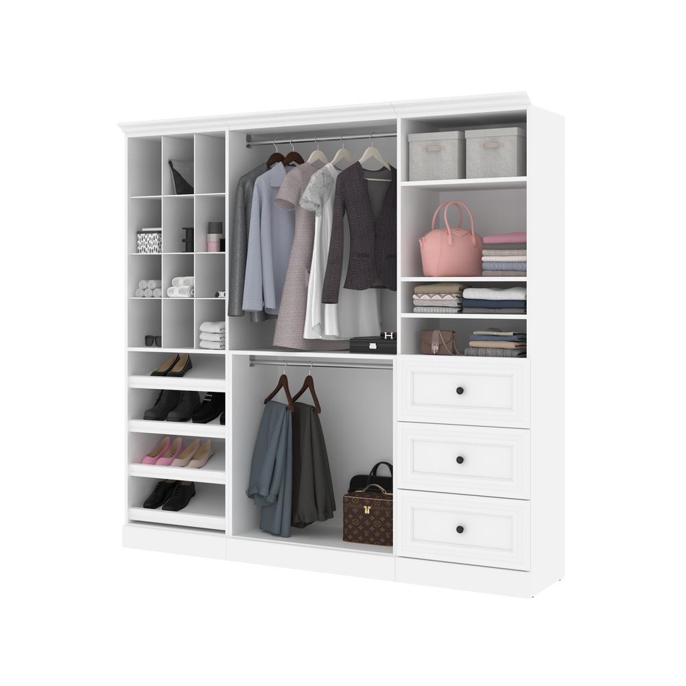 Versatile 86W Closet Organization System with Drawers in White. Picture 2
