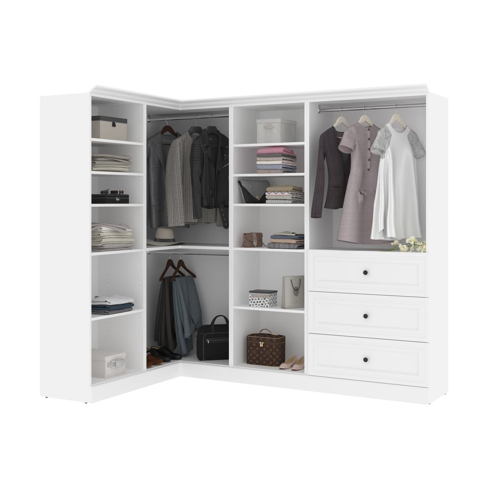 Versatile 97W Walk-In Closet Organizer in White. Picture 4