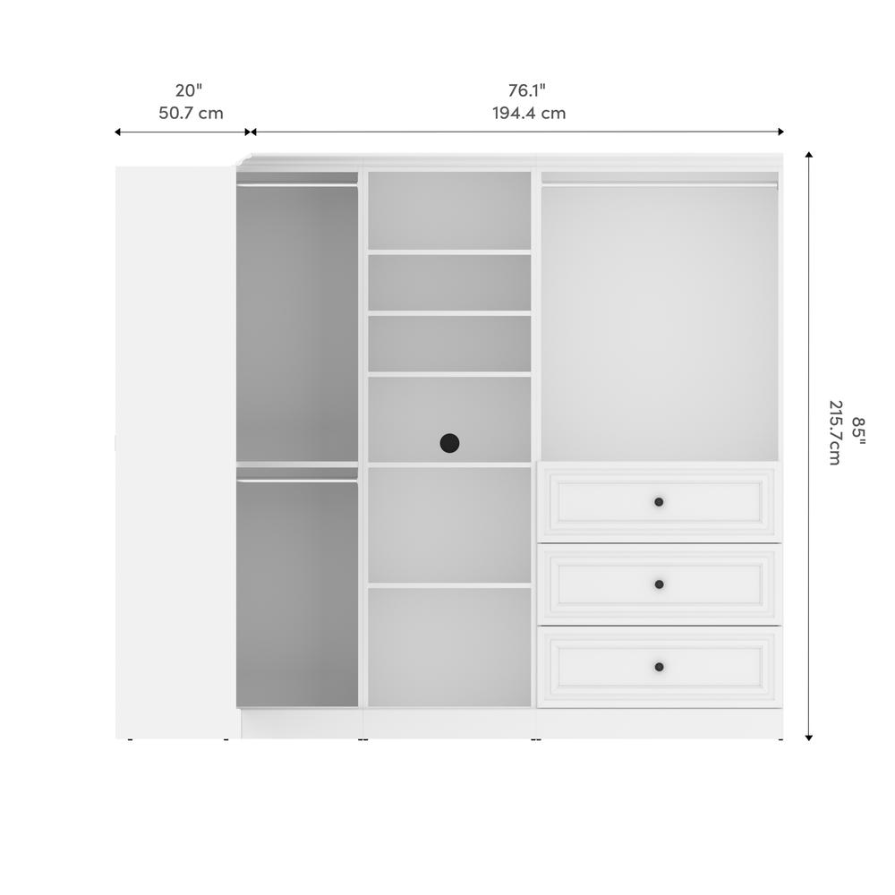 Versatile 97W Walk-In Closet Organizer in White. Picture 11