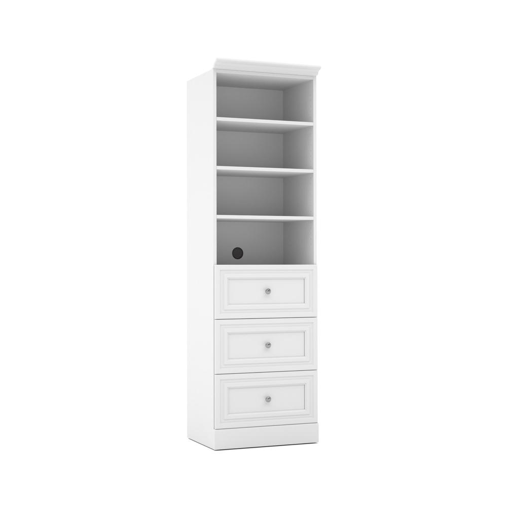 Versatile 25W Closet Organizer with Drawers in White. Picture 1