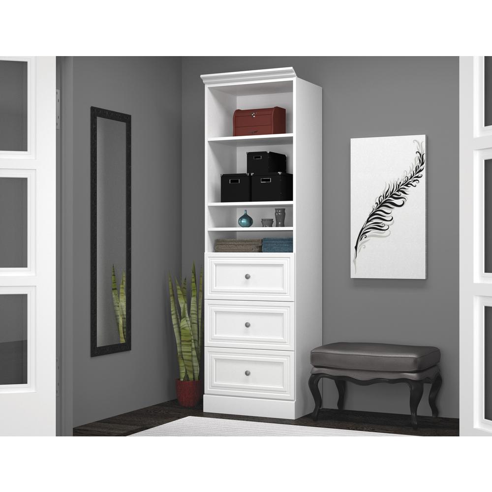 Versatile 25W Closet Organizer with Drawers in White. Picture 5