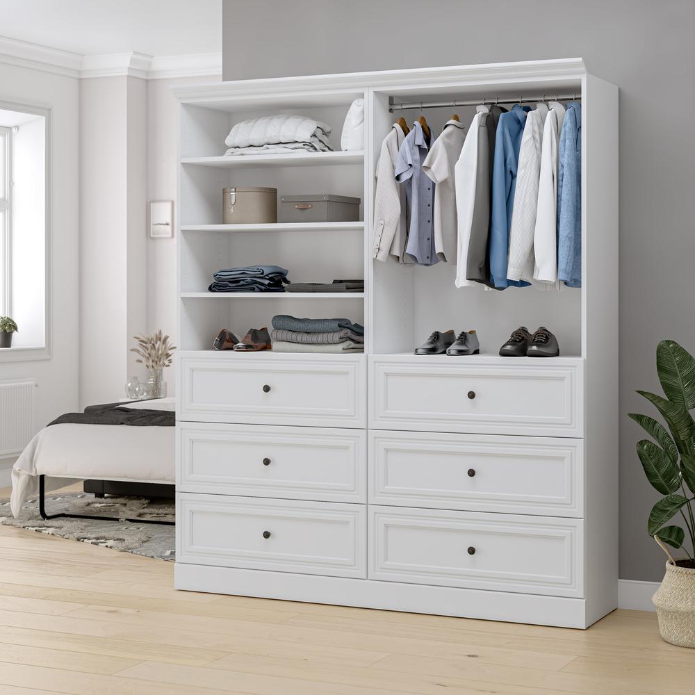 Versatile 72W Closet Organizer with Drawers in White. Picture 14
