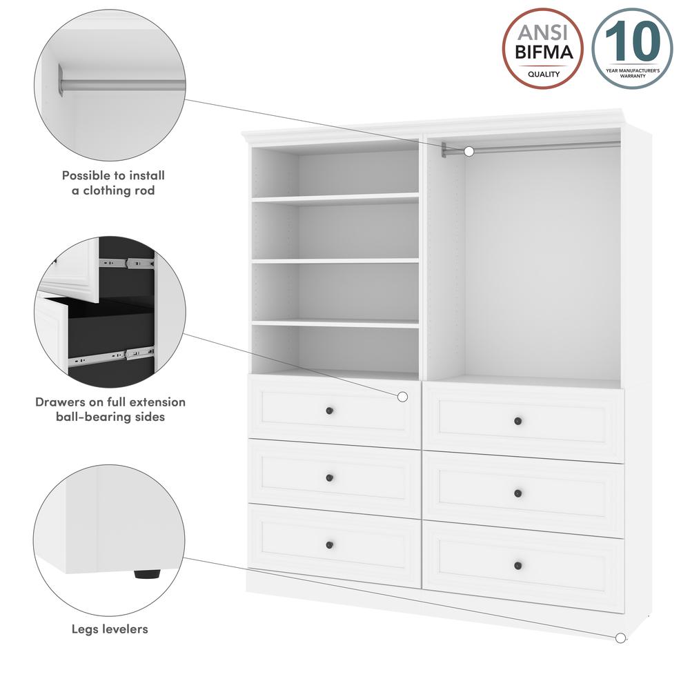 Versatile 72W Closet Organizer with Drawers in White. Picture 12