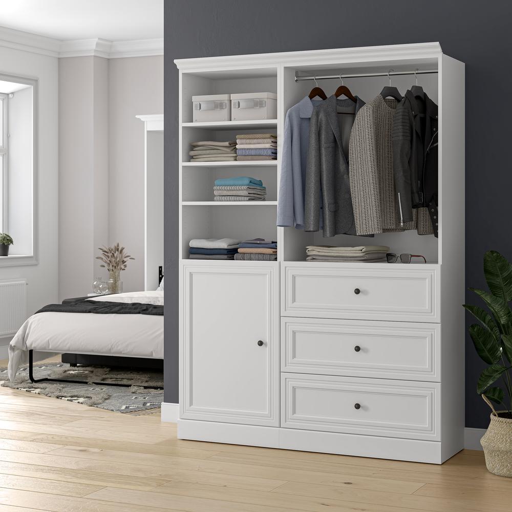 Versatile 61W Closet Organizer System with Doors in White. Picture 14