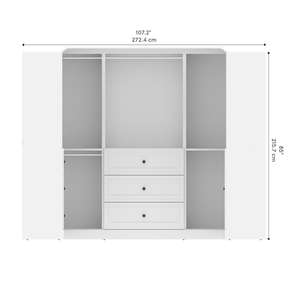 Versatile 108W U-Shaped Walk-In Closet Organizer in White. Picture 11