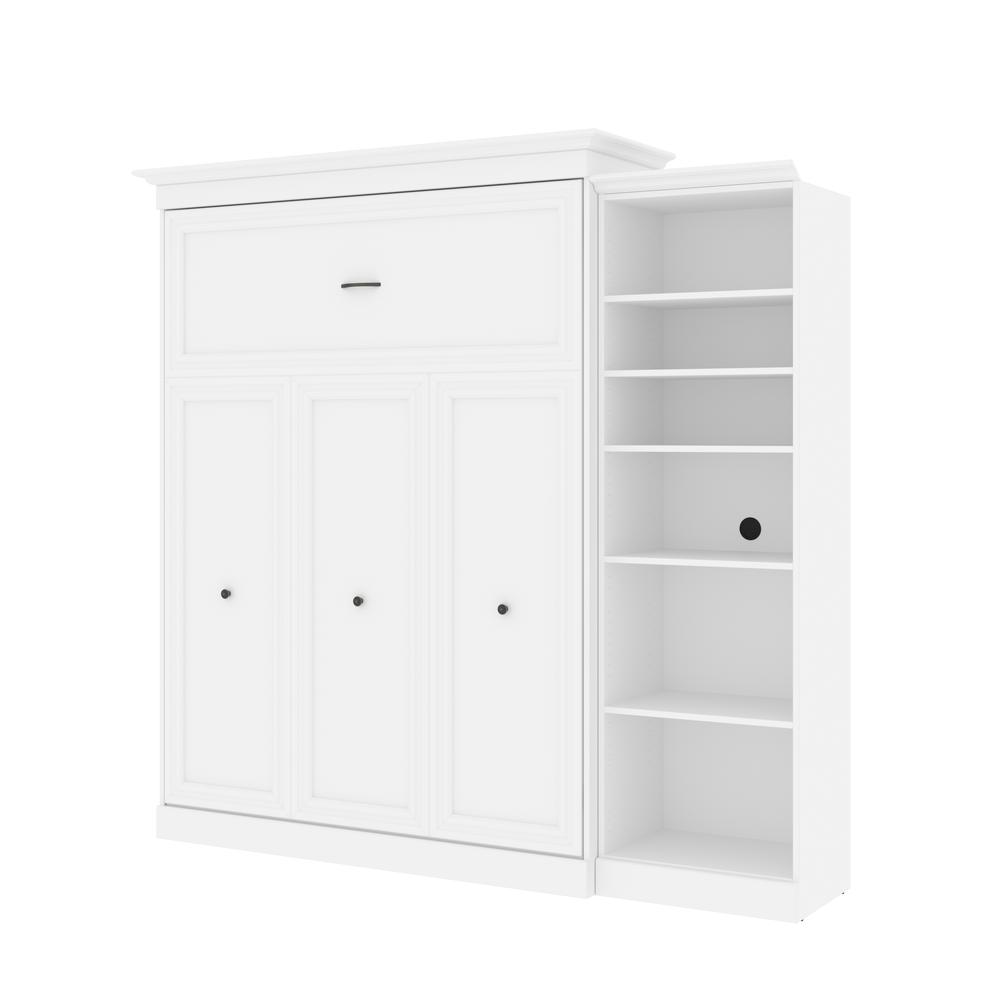 Versatile Queen Murphy Bed with Closet Organizer (92W) in White. Picture 2