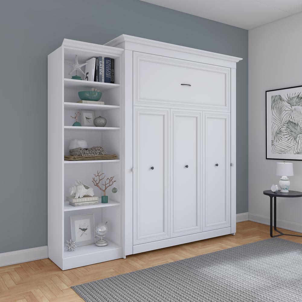 Versatile Queen Murphy Bed with Closet Organizer (92W) in White. Picture 28