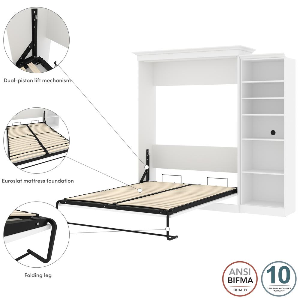 Versatile Queen Murphy Bed with Closet Organizer (92W) in White. Picture 11