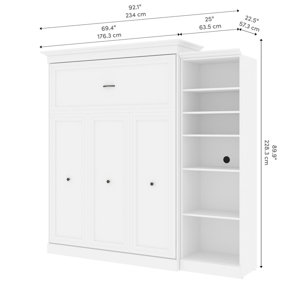 Versatile Queen Murphy Bed with Closet Organizer (92W) in White. Picture 9