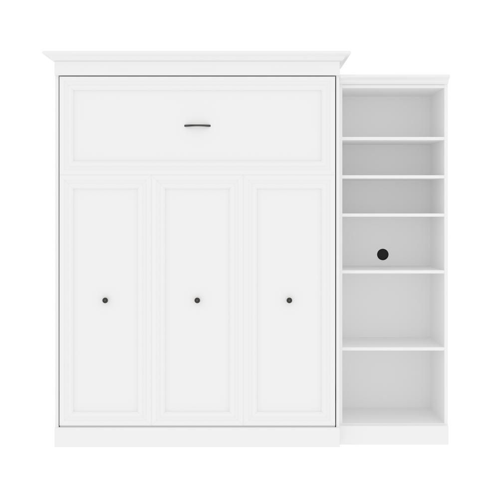 Versatile Queen Murphy Bed with Closet Organizer (92W) in White. Picture 1