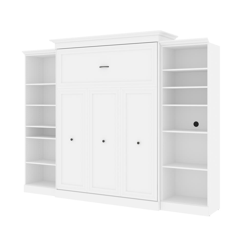 Versatile Queen Murphy Bed and 2 Closet Organizers (115W) in White. Picture 2