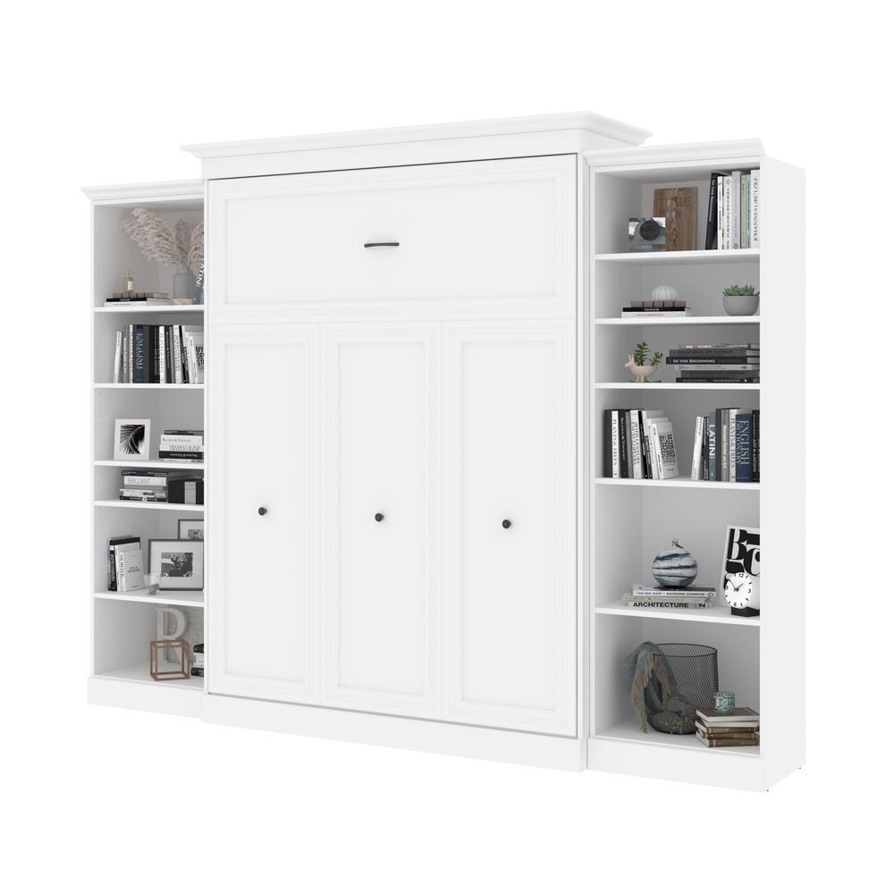 Versatile Queen Murphy Bed and 2 Closet Organizers (115W) in White. Picture 3