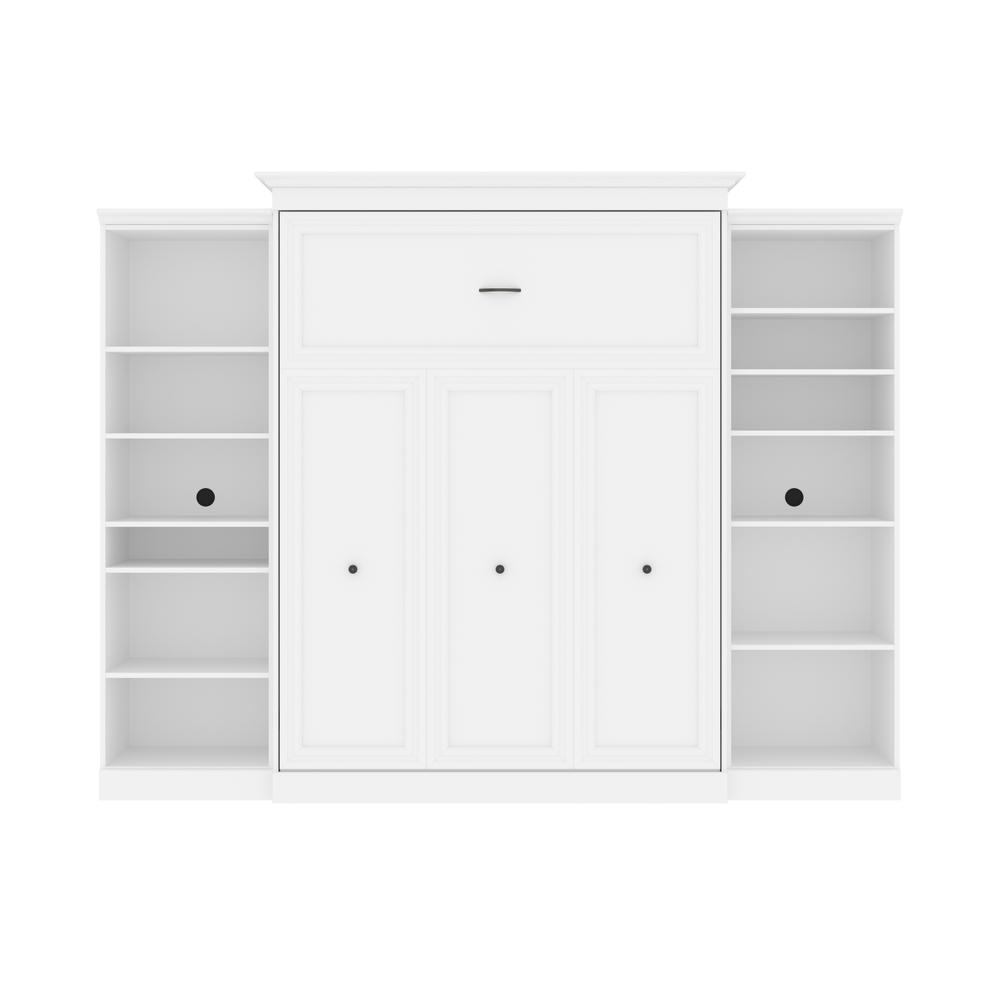 Versatile Queen Murphy Bed and 2 Closet Organizers (115W) in White. Picture 1